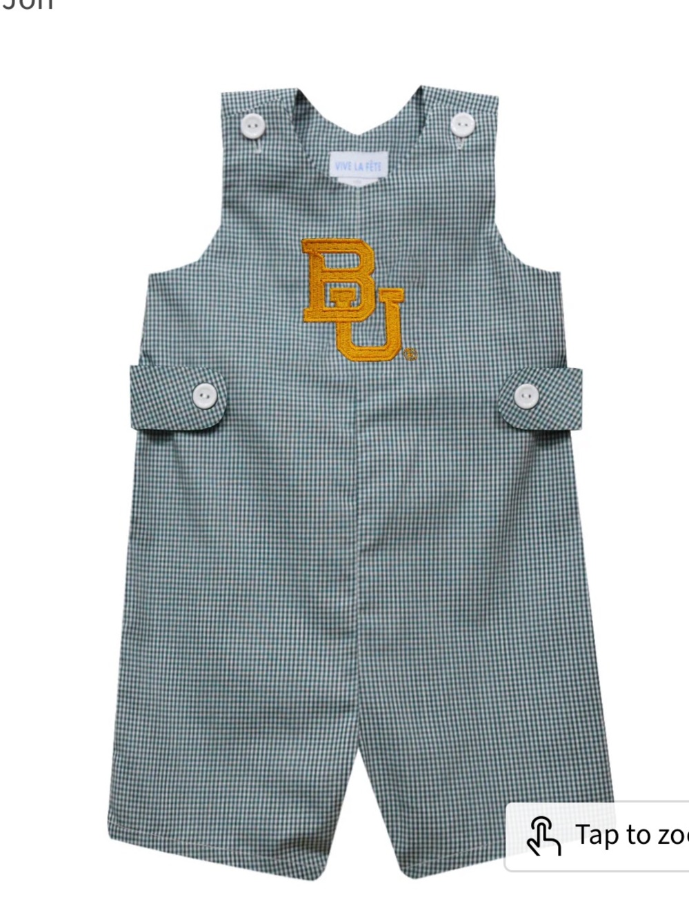 Vive La Fête Baylor Embroidered Hunter Green Gingham Boys Jon Jon like new